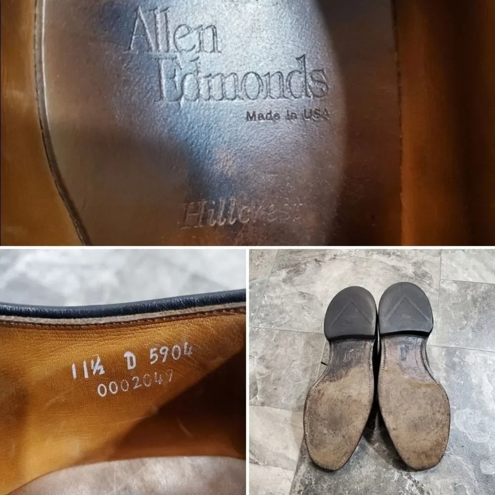 Allen Edmonds‎ Hillcrest Black Leather Bicycle Toe Derby Oxford Dress Shoe 11.5